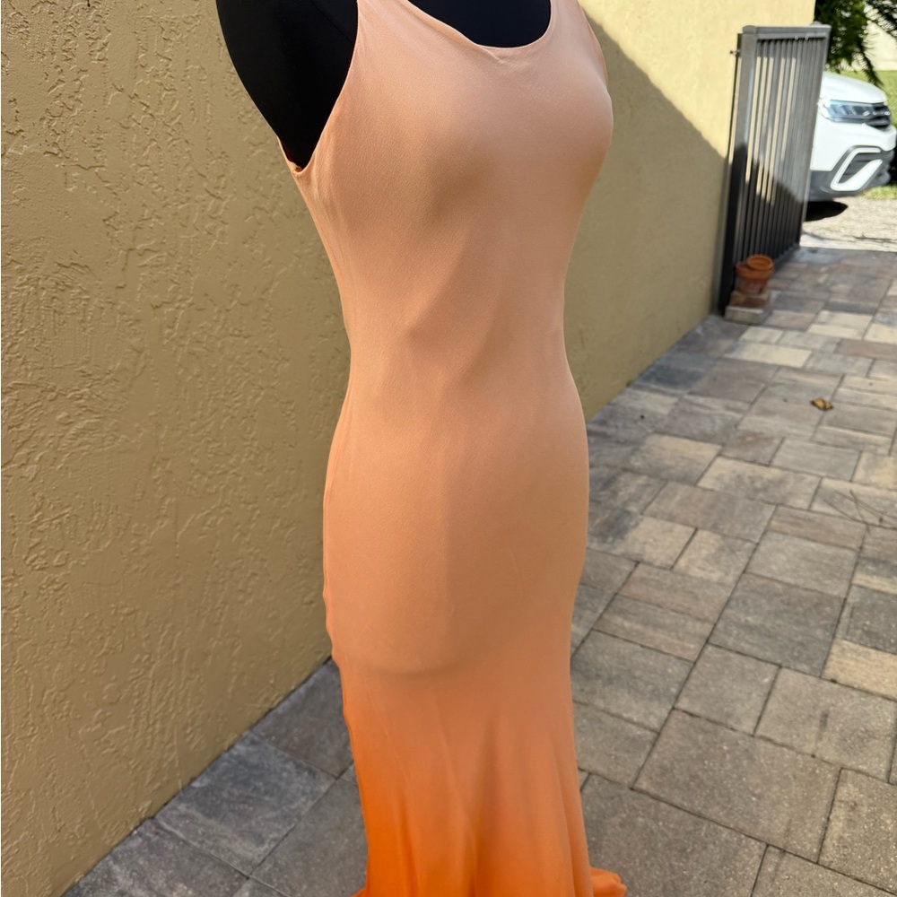 Vintage Y2K EREZ LEVY Ombré Orange Degradé Chiffon Evening Dress Gown Sz 4 - Picture 4 of 9